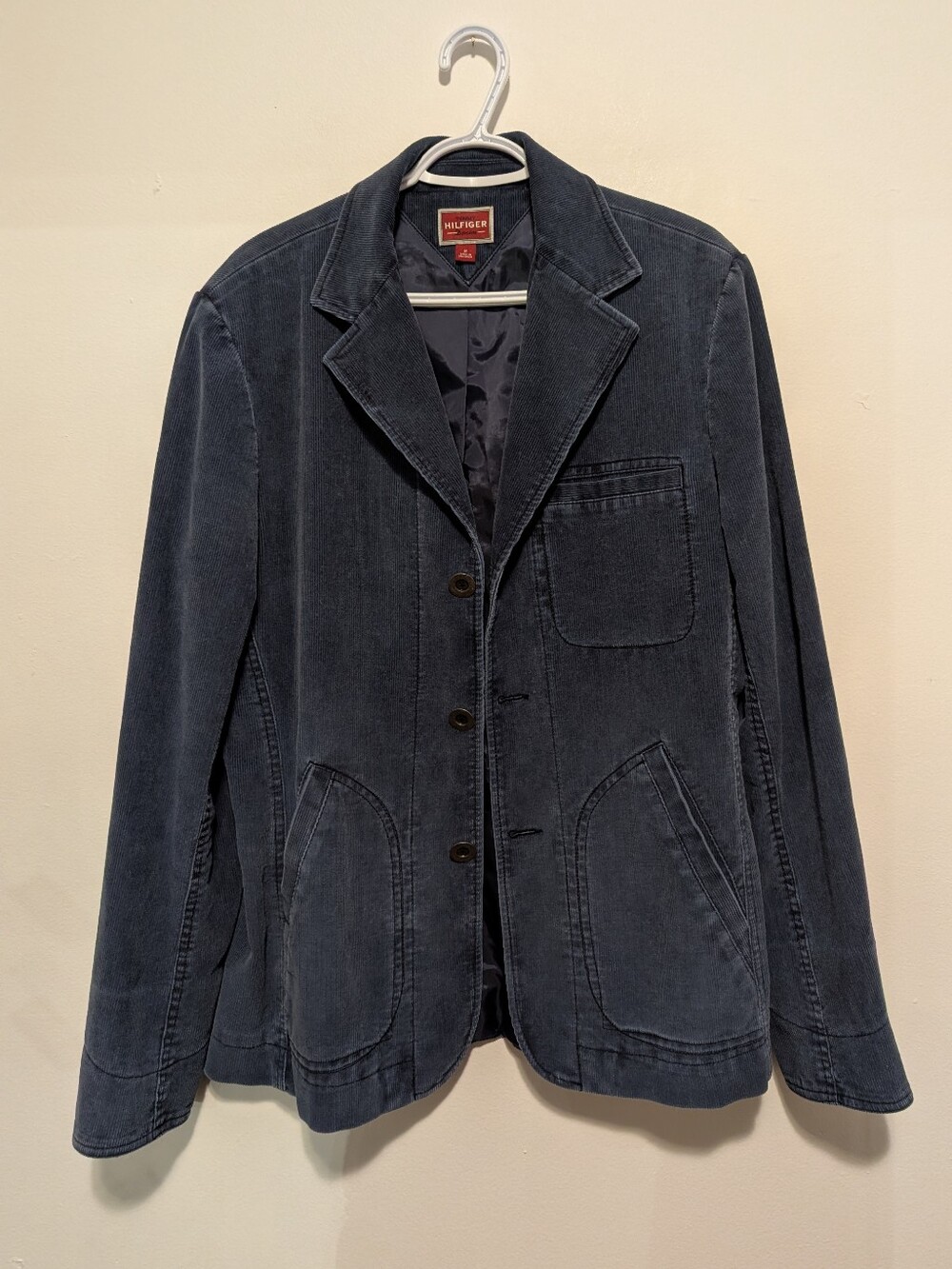 Tommy Hilfiger Blue Corduroy Chore Coat Blazer Workwear Jacket Preppy 90s Chic M